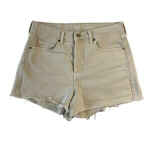Old Navy Women's 14 Sky-Hi A-Line Beige Raw Hem Shorts Button Front